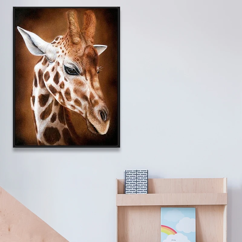 

Алмазная 5D Вышивка «сделай сам», животное, новый продукт, алмазная живопись, жираф, полный квадрат, Круглый Алмаз, мультфильм, настенное иску...