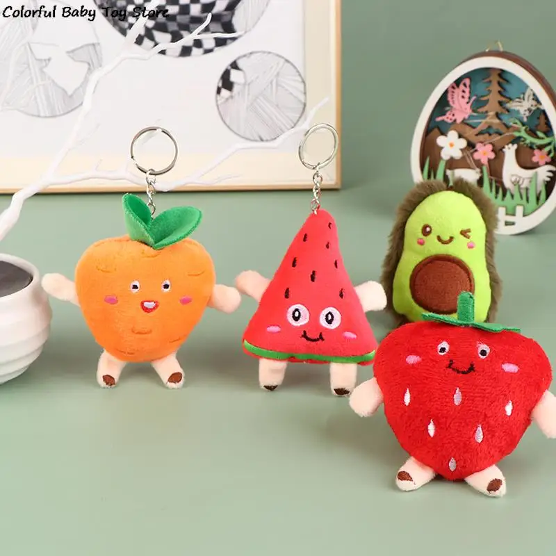 

Cute Fruit Plush Toy Cartoon Avocado Watermelon Strawberry Carrot Doll Pendant Keychain Backpack Car Bag Key Ring Decor Kid Gift