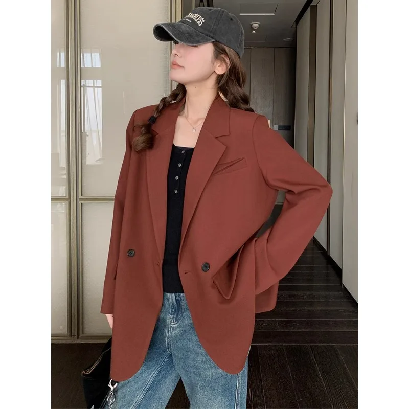 SuperAen корейский стиль High Street однотонный костюм для женщин осень 2024 новый дизайн