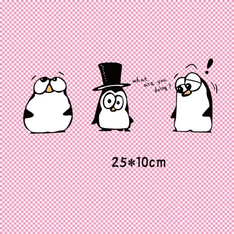 

25x10cm Crazy Penguin Iron on Patches For DIY Heat Transfer Clothes T-shirt Thermal transfer stickers Decoration Printing
