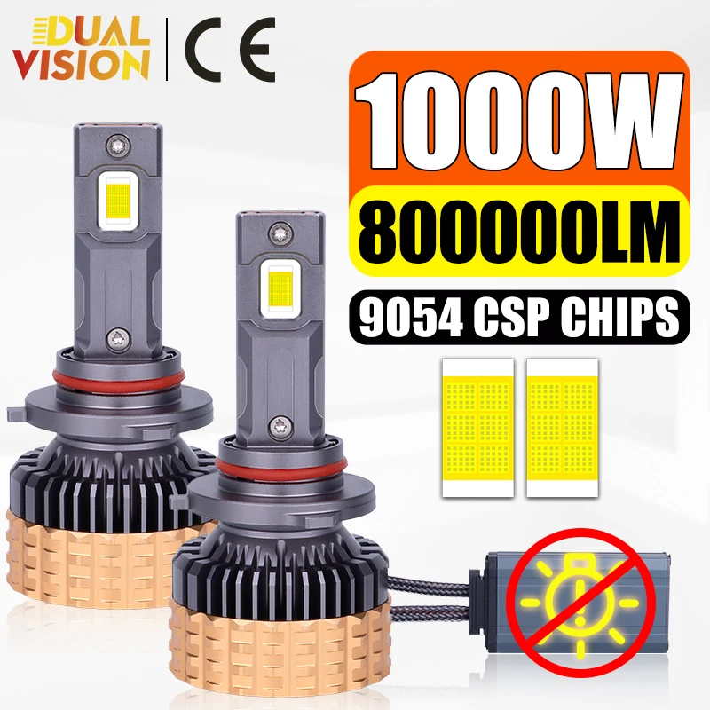 

2PCS H7 LED 1000 Вт 6500K H4 Автомобильный светильник 8000000 LM Canbus H11 H8 H1 HB3 9005 HB4 9006 9012 HIR2 9054 CSP Микросхемы