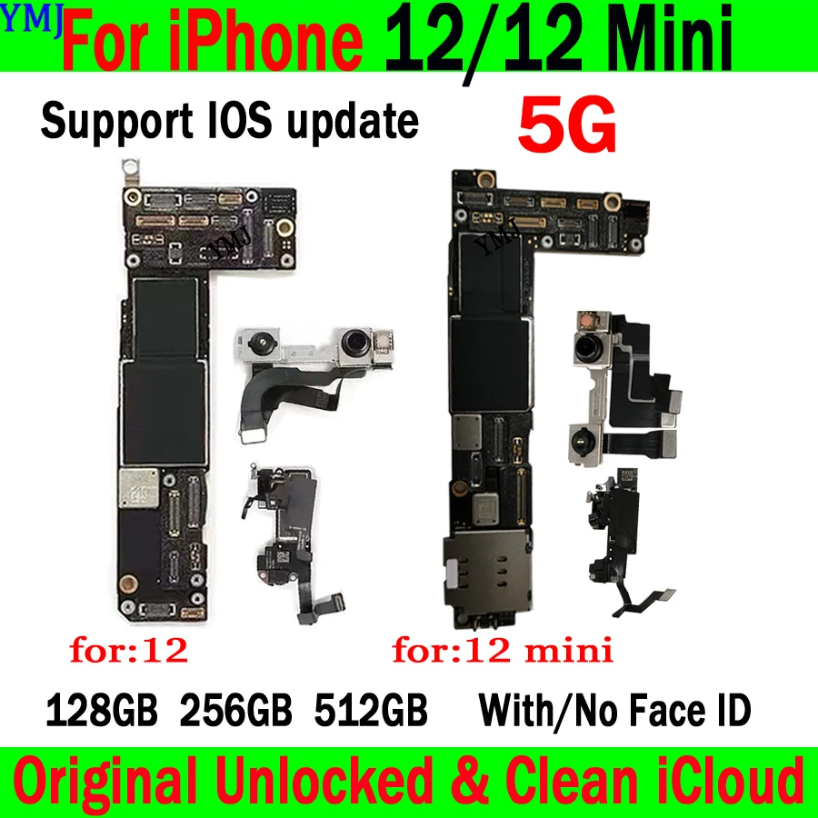 Материнская плата Clean ICloud для IPhone 12 Mini, оригинальная разблокированная с/без Face ID для IPhone 12 Pro Max, логическая плата 100%, протестированная работа
