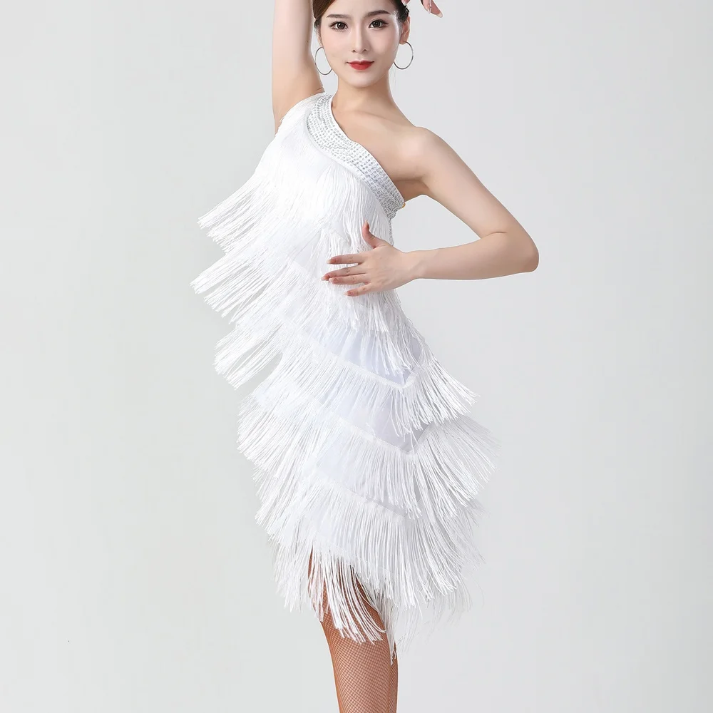 Женское Многоярусное платье с бахромой на одно плечо в стиле 1920-х