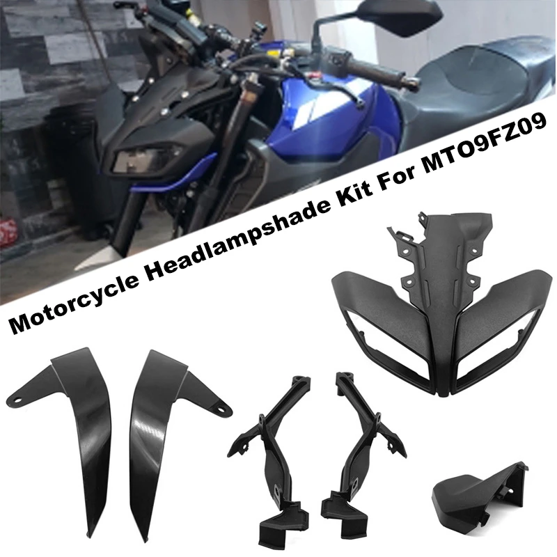 

7Pc Motorcycle Headlampshade Kit Front Head Cowl Upper Nose Fairing Headlight Holder Cover Unpainted For Yamaha MT09FZ09