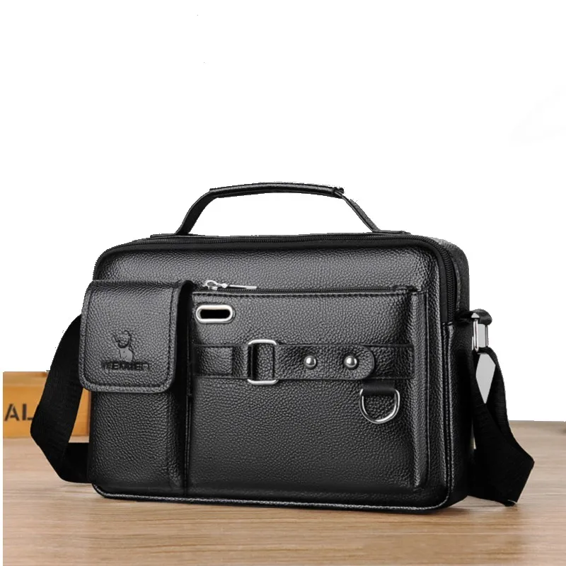 Briefcase Bag for Men Attach Case Valise Leisure Large Capacity Quality PU Handbag Business Messenger Bag Gentlemen Black Brown top quality crocodile skin leisure cross body messenger bag young bag front flat back zip brown black color