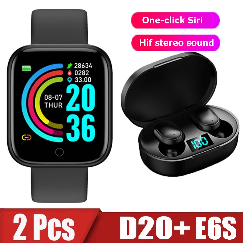 

2Pcs D20 i7s Smart Watch Men Women Bluetooth Digital Watches Sport FitnessTracker Pedometer Y68 Smartwatch for Android Ios