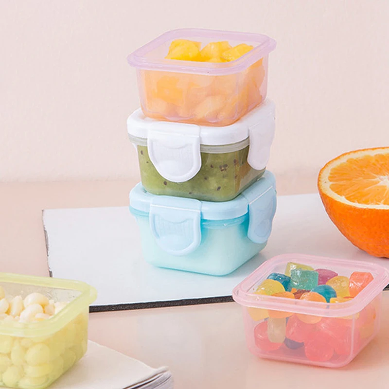 

60ml Food Storage Container Small Plastic Moisture-proof Containers Mini Kitchen Storage Box with Leakproof Lid Kitchen Tools