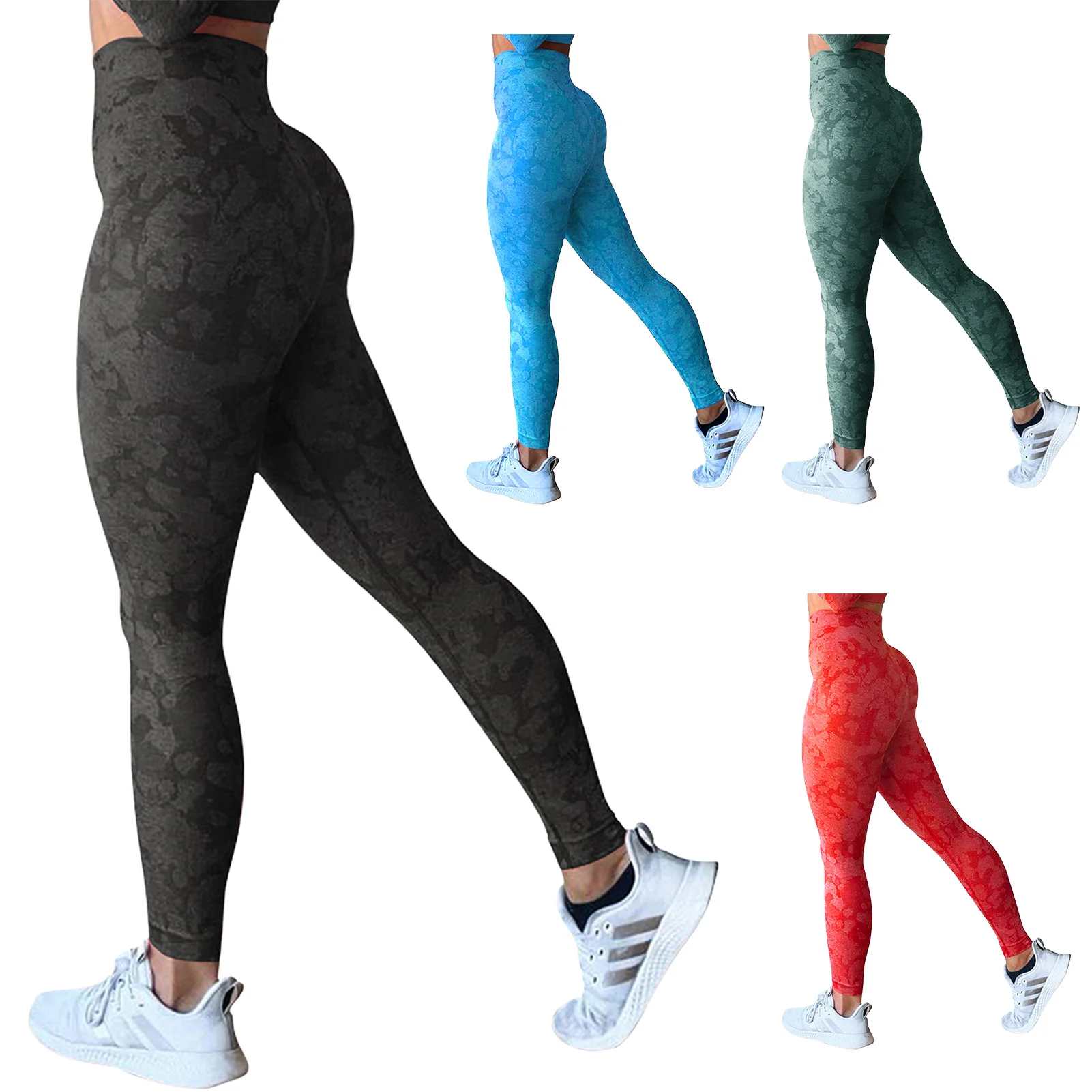 

Женские камуфляжные бесшовные леггинсы, спортивные эластичные штаны с высокой талией для занятий спортом, фитнесом и йогой