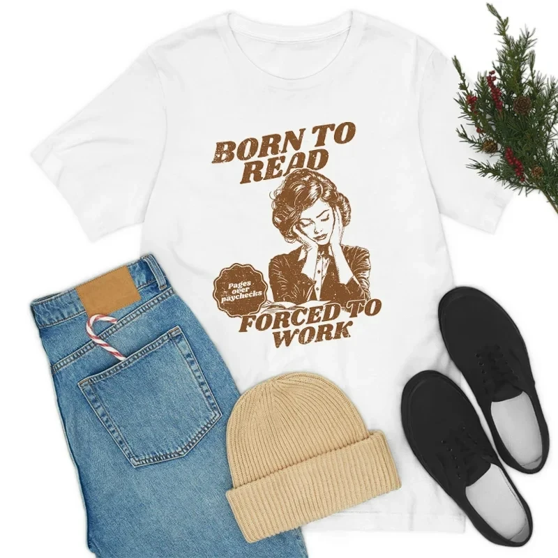 Женская Винтажная Футболка С Рисунком Born To Read Книжным Узором