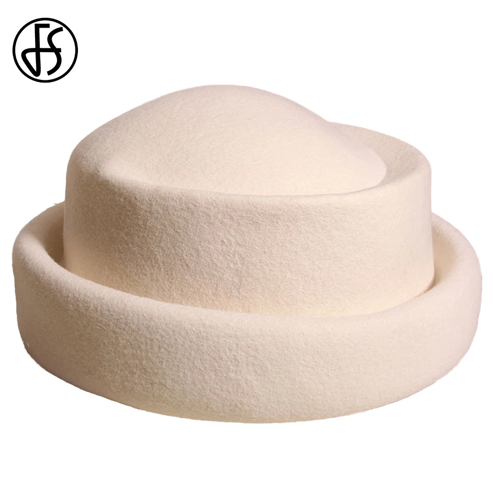

FS Hepburn Style Wool Beret Hats For Women French Elegant Fashion Fedoras Curl Brim Millinery Versatile Cap Ladies Autumn Winter
