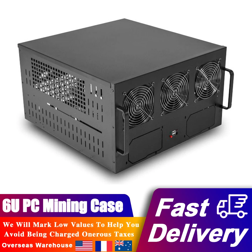 

6U BTC PC чехол для майнинга 6/8 GPU ATX материнская плата шасси двойной блок питания бита BTH для майнинга компьютера с 6 вентиляторами охлаждения
