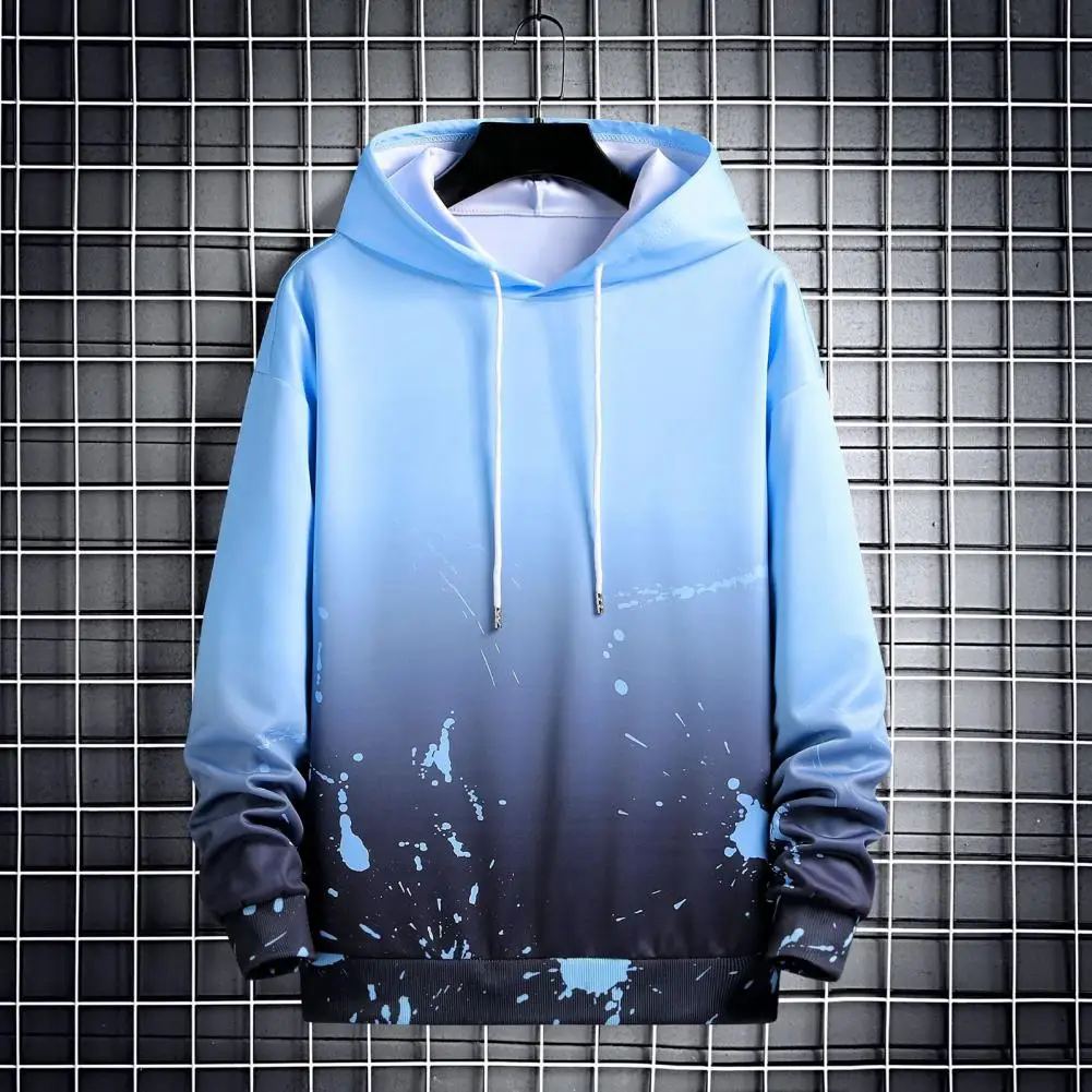 

Patchwork Men Hoodie Long Sleeve Loose Hoodie Wind-proof Elastic Men Pullover Men's Clothing For Fitness