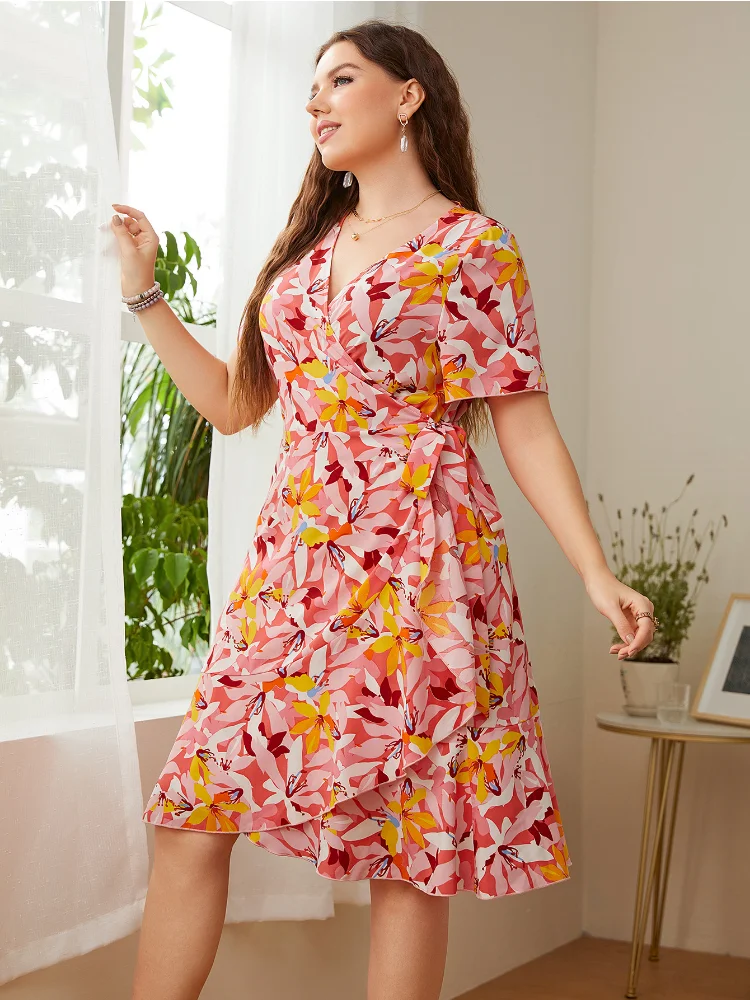Plus size women new explosive printing loose ladies dress plus size outfits  party dresses  vestito