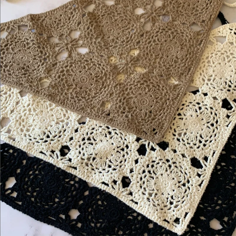 

Crochet Headwear Pure Solid Color Fresh Knitted Hair Scarf Triangle Headbands/Hippie Style/Crochet Bandana/Kercheif Accessories