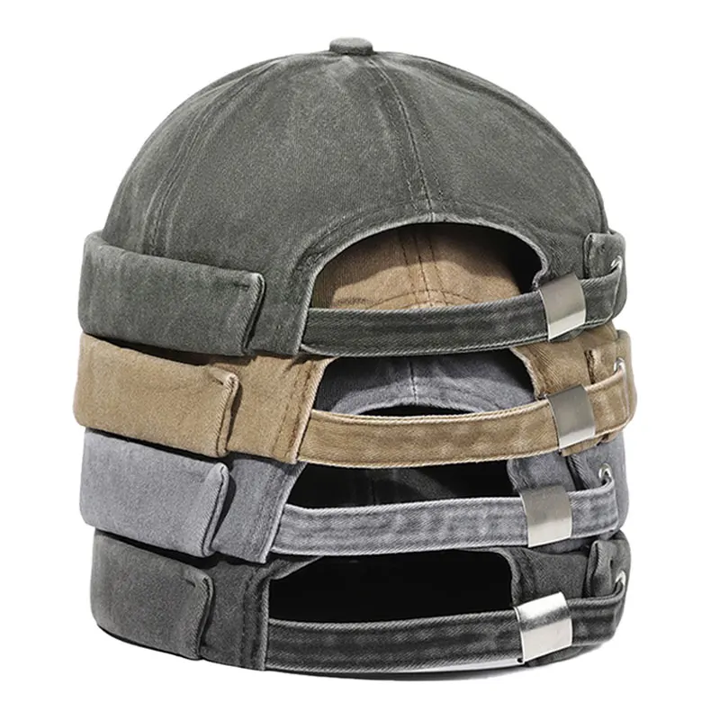 

Brimless Hat Women Vintage Breathable Beanie Cotton Retro Adjustable Hip Hop Landlord Hat Sailor Fisherman Docker Hat For Men