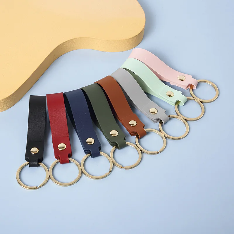 

10 Pieces/Batch of Leather Keychains Simple Business Gifts Metal Pendants Car Keychains