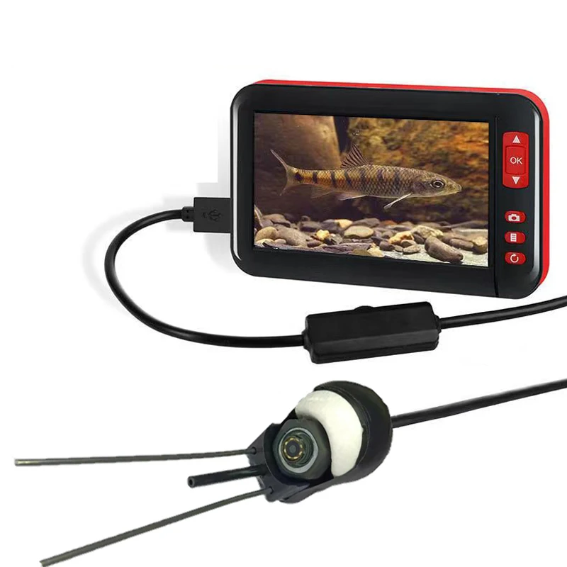 4.3 inch touch screen underwater fishing camera hd endoscope camera usb android type c 3 in 1 cable with  fishing reel bracket