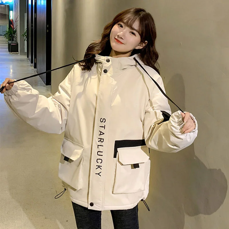 

Женский короткий кардиган с капюшоном, повседневное свободное бархатное пальто в Корейском стиле, Осень-зима 2023