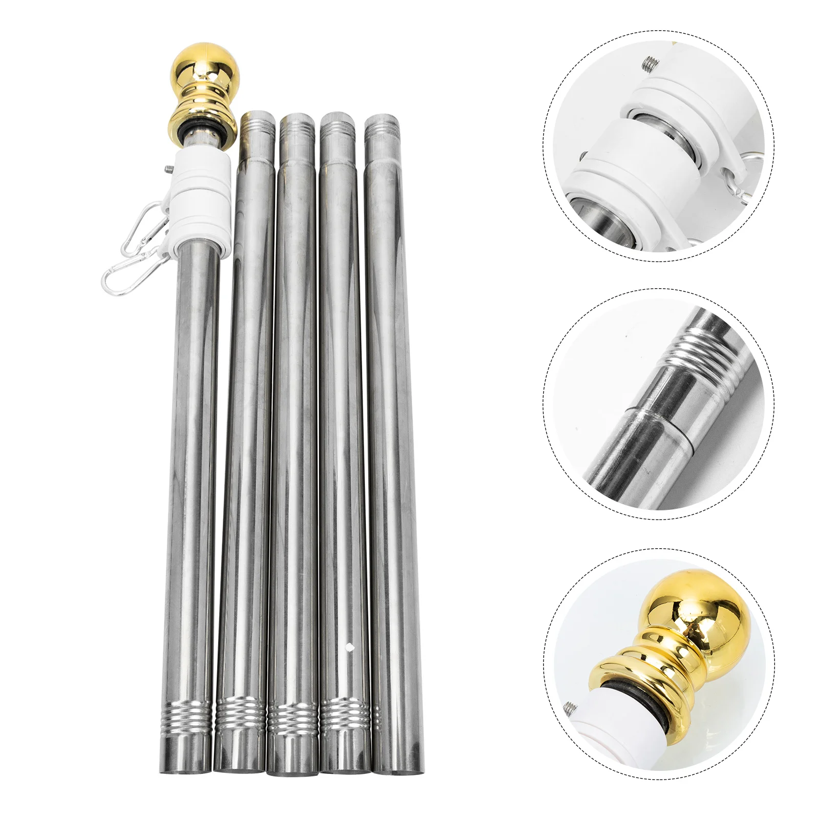 

1 Set of Rotatable Flag Pole Stainless Steel Dechtable Flagpole Kit for Outdoor