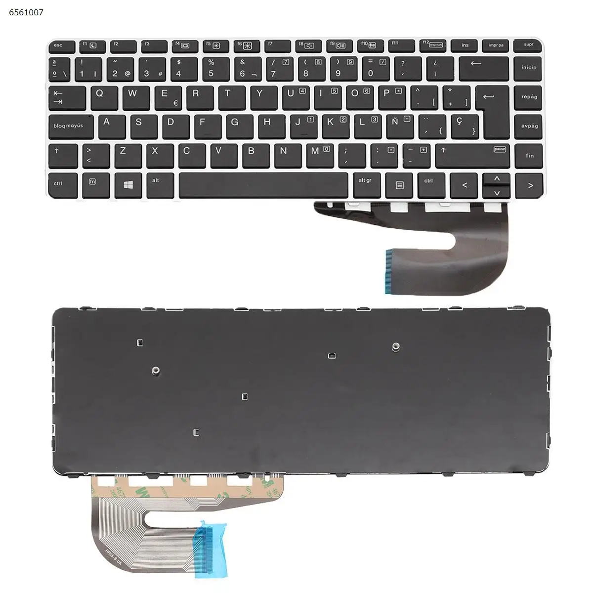 

SP Клавиатура для ноутбука HP EliteBook 840, G3 848, G3 840, G4 848, G4 745, G3 745, G4, Серебристая Рамка, черная, без точки, без подсветки
