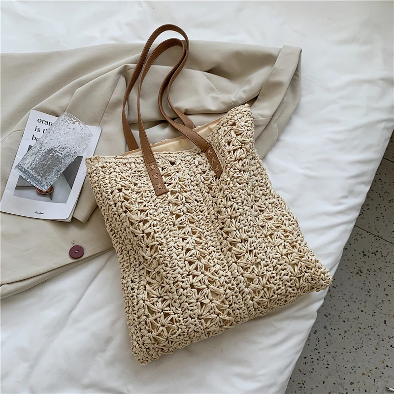 

Summer Fashion Straw Woven Underarm Shoulder Bags For Women Casual Large Capacity Bohemian Beach Female Shopping Handbag Totes