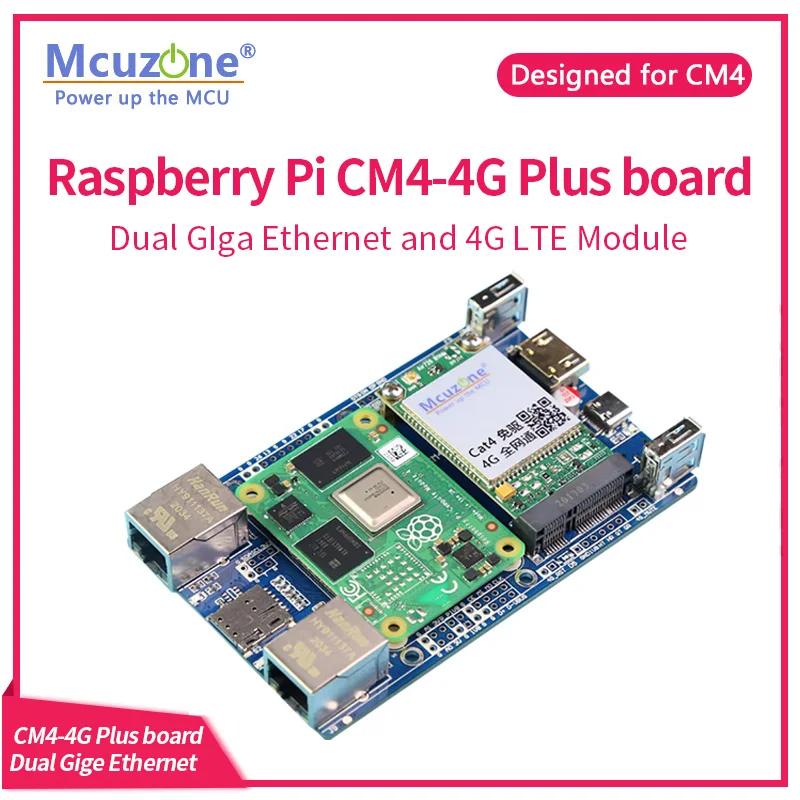 Raspberry Pi CM4-4G plus плата с двумя Giga Ethernet и 4G LTE модулем |