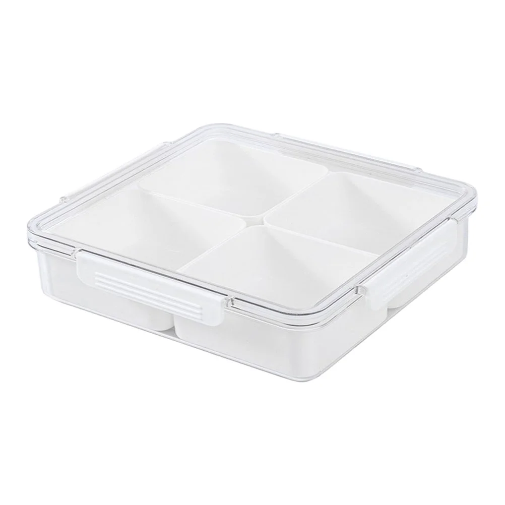 

Sealing Food Box Four-Grid Candy Plate Dried Fruit Plate Food Serving Tray