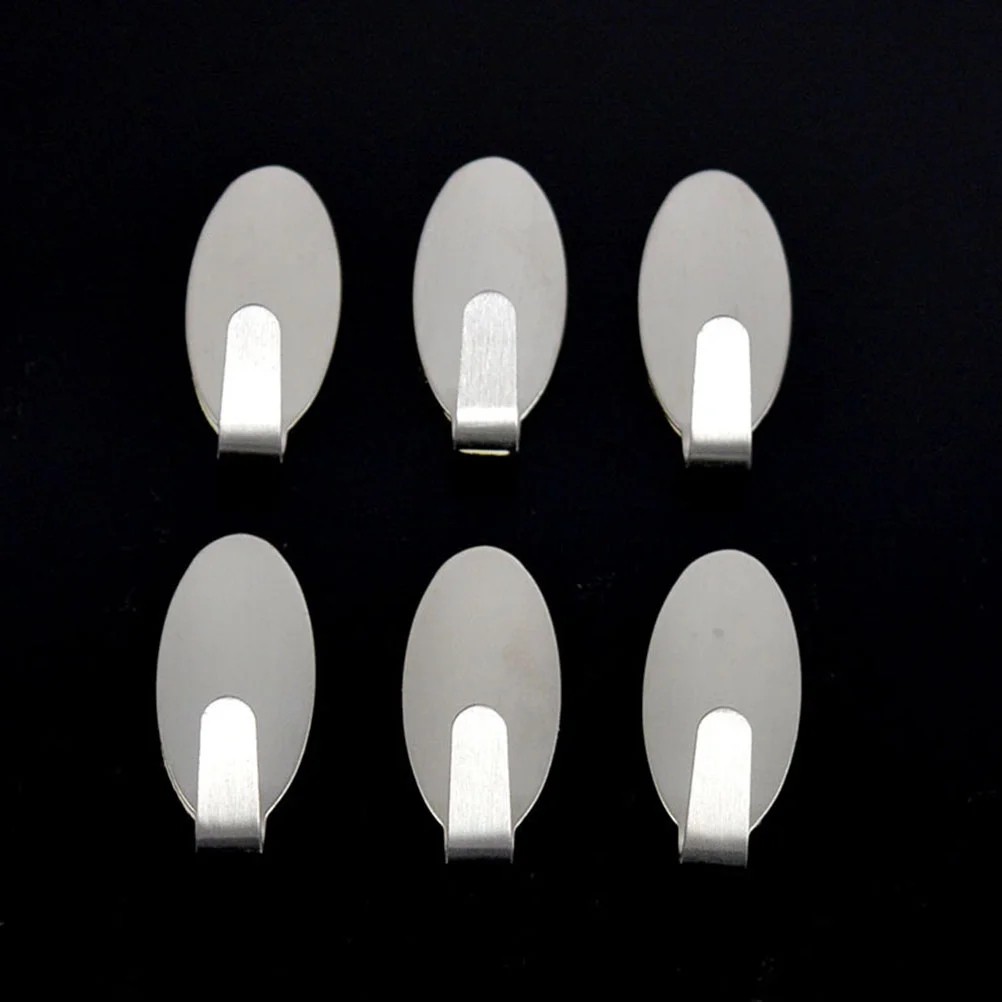 

6pcs Stainless Steel Drill Adhesive Single Robe Hook Towel Coat Wall Mount Hooks Clothes Hanger for Bathroom Kitchen (Oval+S)