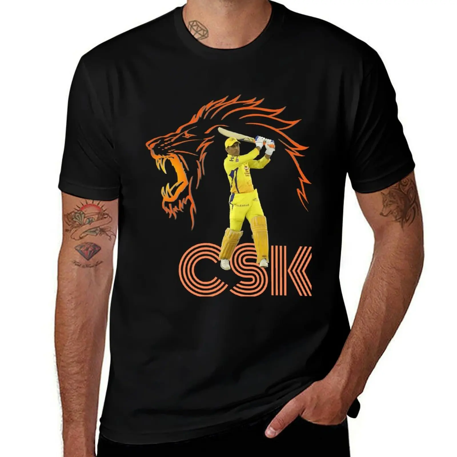 Фото Футболка Chennai Super Kings Dhoni Tee CSK, повседневная футболка с графическим принтом. №1