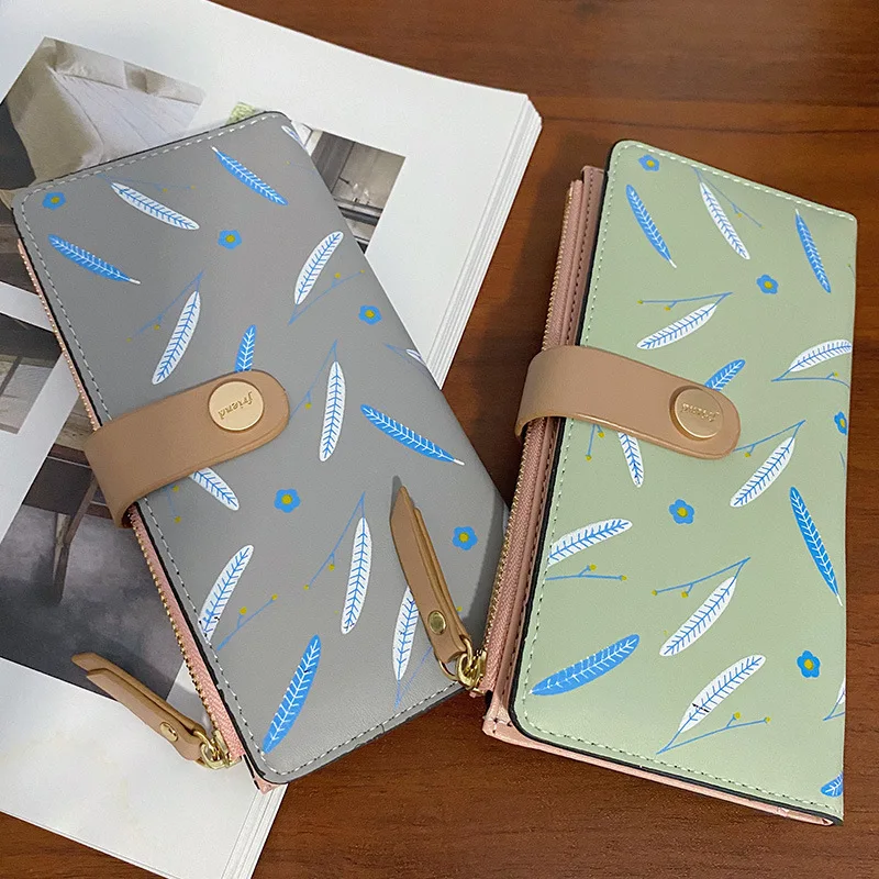 

Модный женский кошелек с пряжкой в виде листа, кошелек из искусственной кожи, Женский Длинный кошелек на молнии для женщин, кошелек для мело...