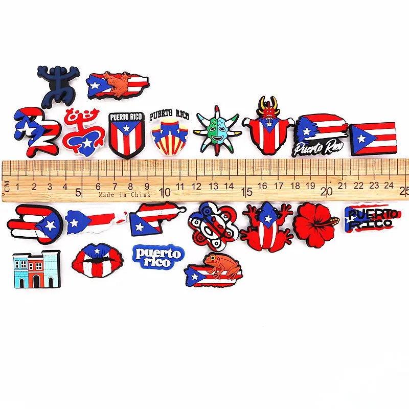 Novelty 21pcs/lot Funny PVC Shoe Charms Puerto Rico Style Sandals Decorations Accessories for Croc Jibz Kids Party X-mas Gifts images - 6