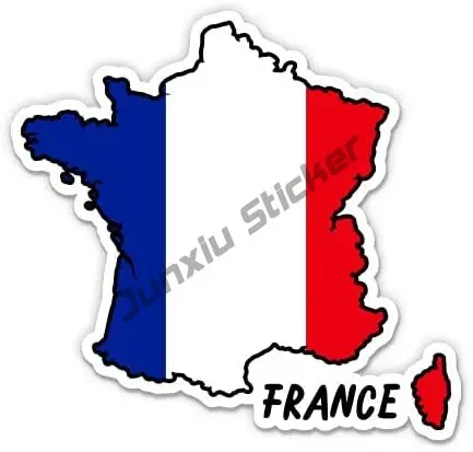 

France Shape French Flag with Corsica Vinyl Sticker France Flag Army Military PVC Motorcycle Waterproof Decal for Car Laptop