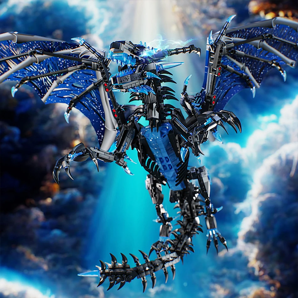 Фото MOC Creative Warcraft механические ледяной дракон строительные блоки средневековые животные меха пламя дракона фигурки кирпичи игрушка для детей подарок №4