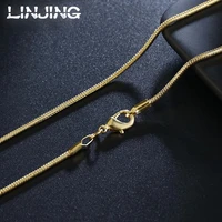 linjing 925 sterling silver 1618202224262830 inch 2mm 18k gold snake chain necklace for woman men trendy jewelry