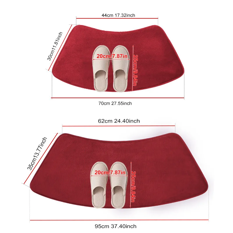 

2025 однотонный фланелевой коврик для ванной, изогнутый веерообразный коврик с ПВХ снизу, высококачественный мягкий впитывающий нескользящий коврик для ванной комнаты