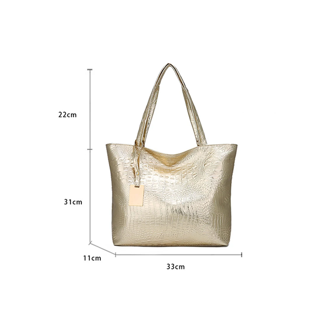 New Women Handbag PU Leather Shoulder Bag Lady Single Shopping Bags Large Capacity Casual Tote Bolsas Silver Gold Color Handbags