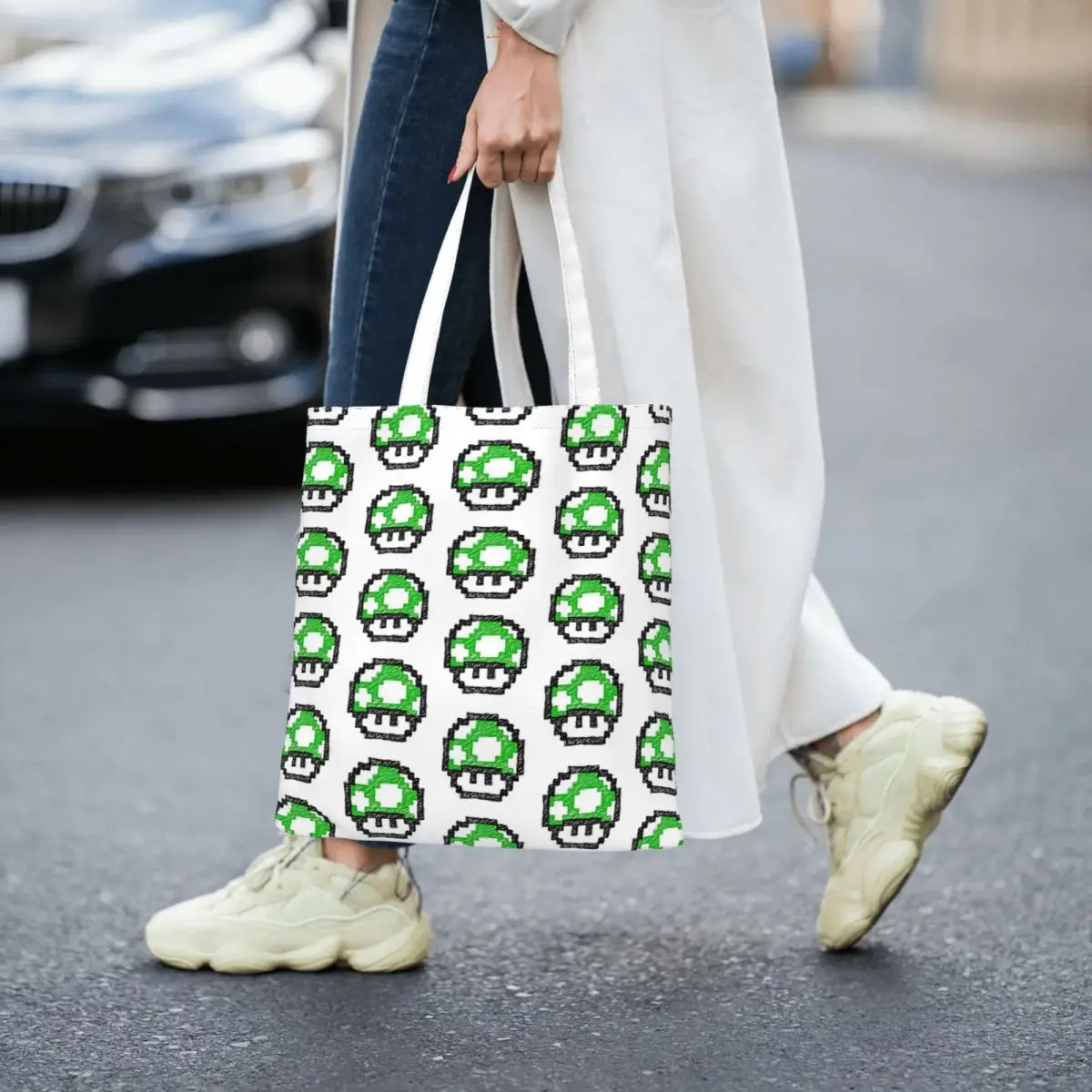 

Mushroom Live !! Retrogaming Women Canvas Handbag Large Capacity Shopper Bag Tote Bag withSmall Shoulder Bag