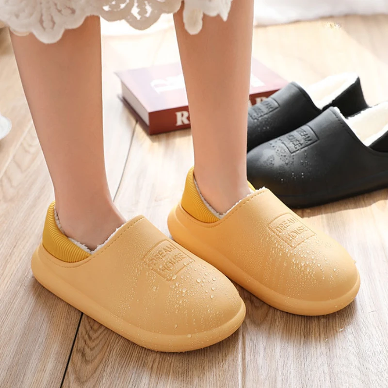 

Winter Warm Fashion Home Slippers Women 2023 New Solid Non-Slip Indoor Cotton Women's Shoes Soft Concise Unisex Leisure Slippers