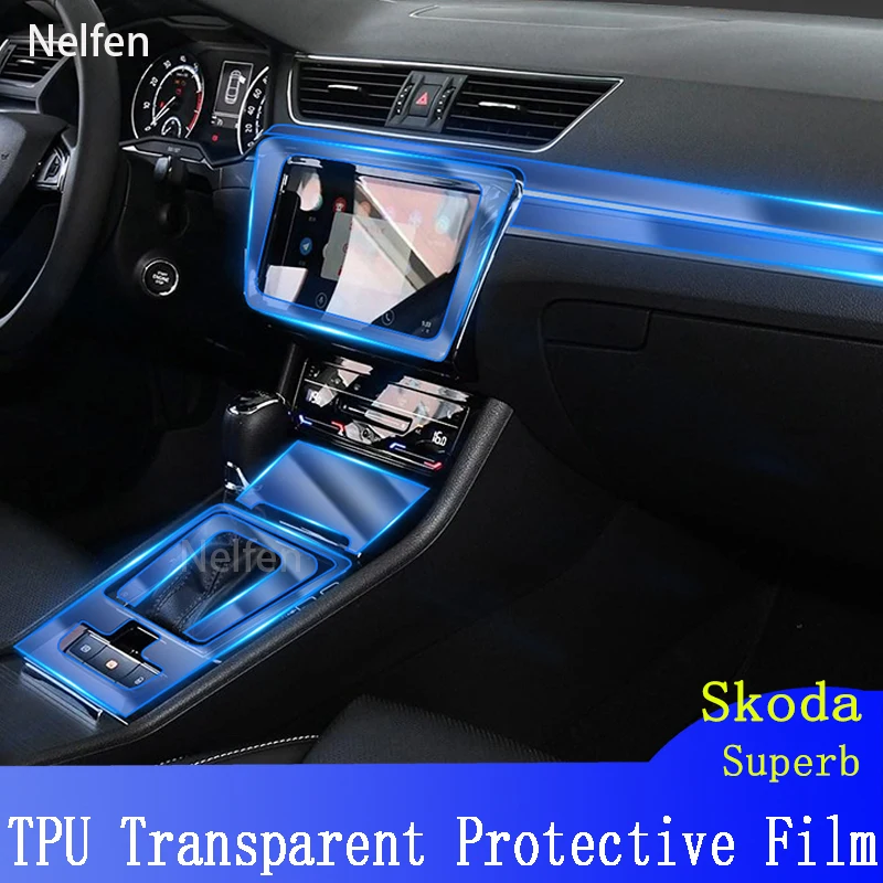 

For SKoda Superb (2019-2022) Car Interior Center Transparen TPU Protective Anti-scratc Repair Film Accessori