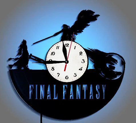 

Final Fantasy Vinyl Clock Record Wall Night Light For Room Decor Retro Clock Wall Light 16 Colors Cool Changeable For Kids Gift
