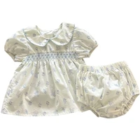 Newborn Baby Girl Clothes Set Summer Toddler Clothing Floral Doll Collar Short Sleeve Top + Bread Shorts Cute Cotton 2Pcs Outfit