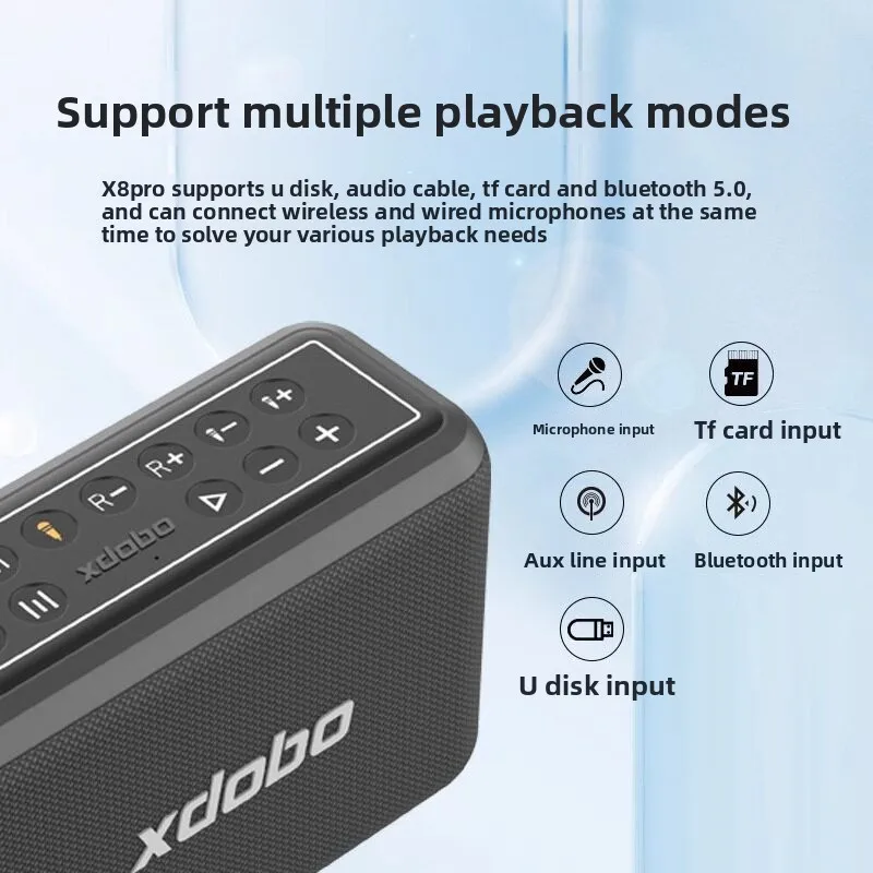 Фото Для Bluetooth-колонки XDOBO X8 PRO, портативного уличного сабвуфера мощностью 120 Вт с двумя микрофонами и функцией TWS для караоке-вечеринок. №4