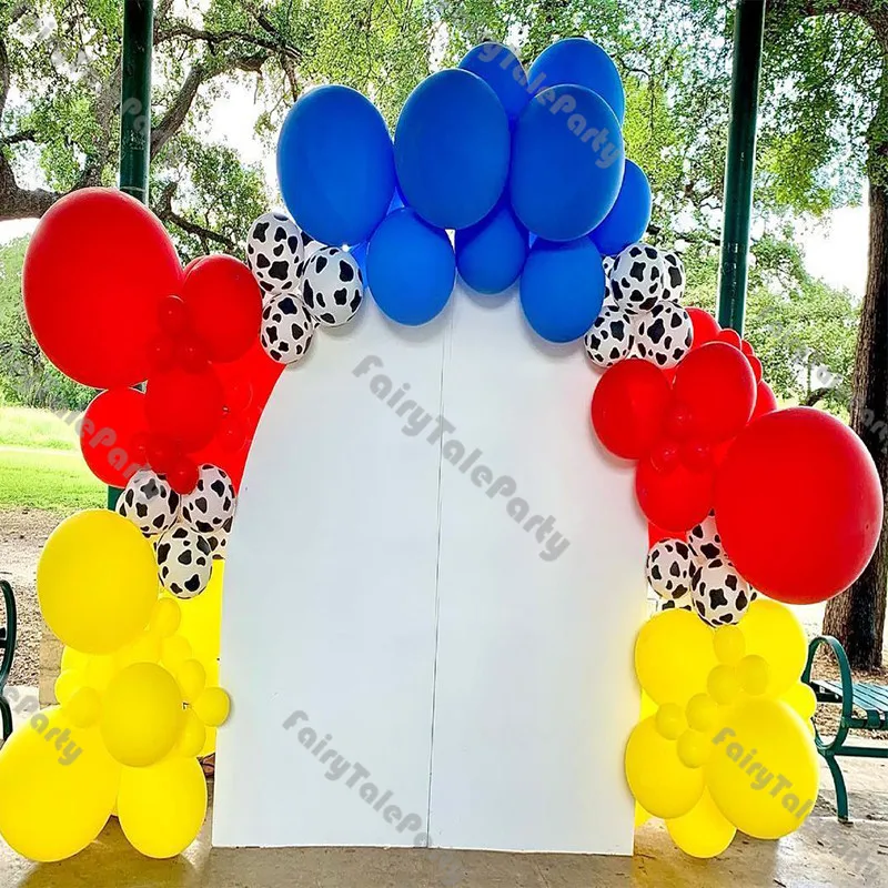 

112pcs Matte Yellow Dark Blue Red Animal Pattern Balloon Arch Birthday Party Gender Reveal Baby Shower Wedding Decoration