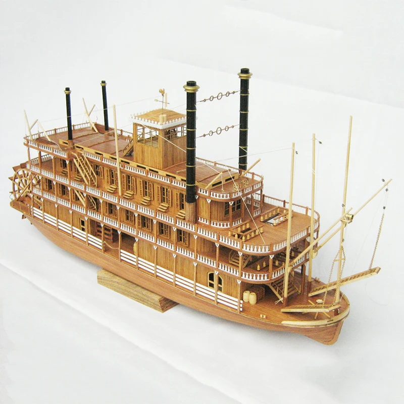 

1/100 MISSISSIPPI Steam Paddle Steamer Wooden Boat Model Kit 54cm Long Luxury Cruise Ship DIY Assembly Toy