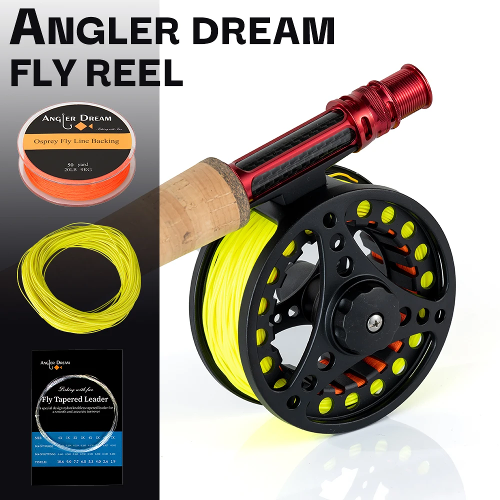 ANGLER DREAM Fly Fishing Reel Fishing Accessories Adjustable Drag Large Arbor Right Or Left-Handed Fly Ice Fishing Reel Combo