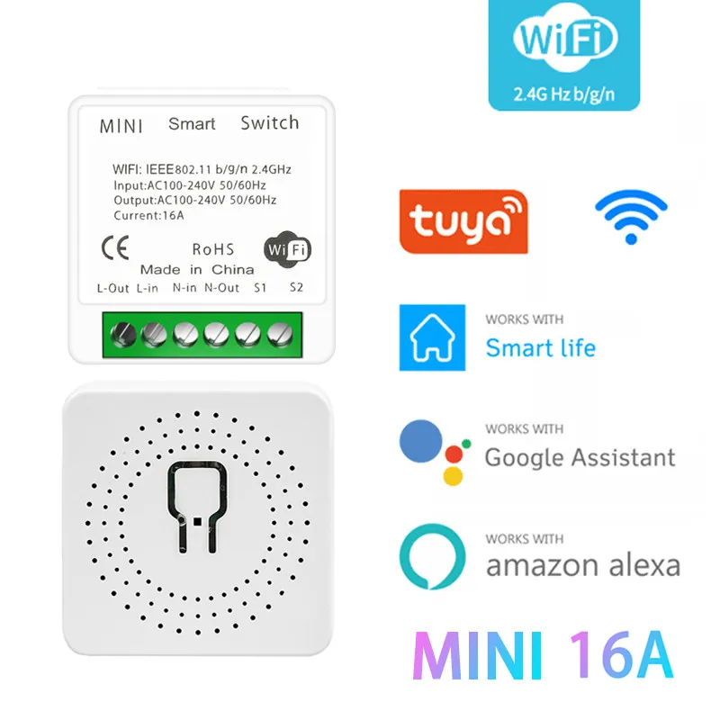 

Смарт-выключатель Tuya 16 А с поддержкой Wi-Fi и голосового управления
