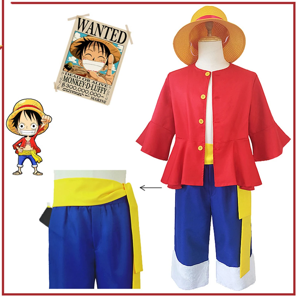 ONE PIECE.Monkey·D·Luffy.Kimono.Captain Of The Straw Hat Pirates.Anime Cosplay Costume Two Years Later Yellow Straw Hat
