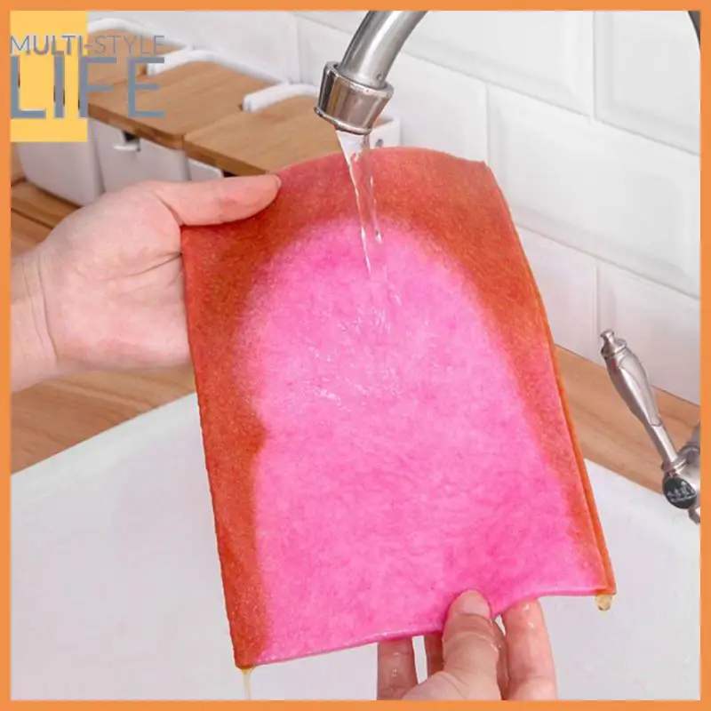 

Pink Washable Household Dish Cloth Plant Fiber Cleaning Dish Cloth Absorbent Oil-free Cleaning Dish Cloths Dishcloth Reusable