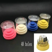 1pc dental lab instrument 48 holes plastic round bur holder block case box 4 color