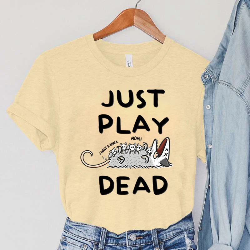 

Футболка с графическим принтом «Just Play Dead», Винтажные Футболки с графическим принтом «Opossum», Новая модная женская одежда в стиле Харадзюку, Y2k...